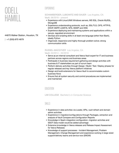 Vault Resume Samples .
